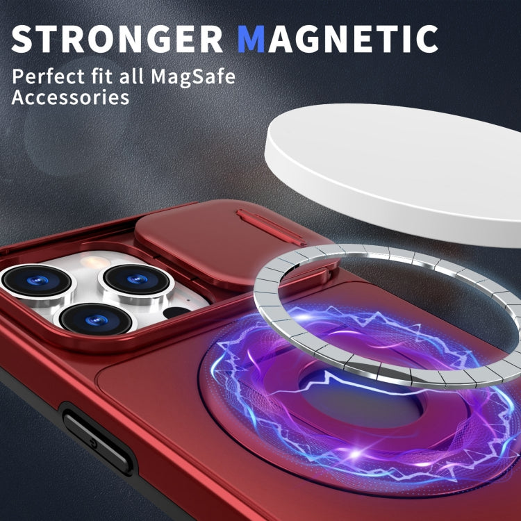 For iPhone 13 Pro Max Camshield MagSafe Ring Holder Armor Phone Case(Red) - iPhone 13 Pro Max Cases by buy2fix | Online Shopping UK | buy2fix
