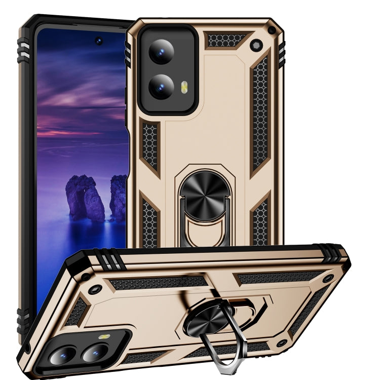 For Motorola Moto G Play 5G 2024 Shockproof TPU + PC Phone Case with Holder(Gold) - Motorola Cases by buy2fix | Online Shopping UK | buy2fix