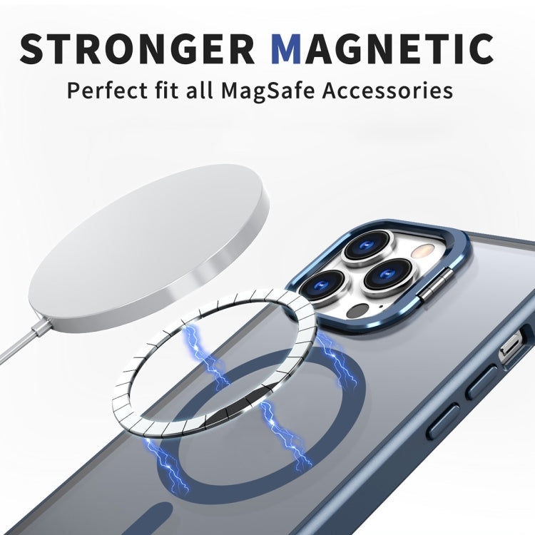 For iPhone 11 Pro Metal Invisible Camera Holder MagSafe Magnetic Phone Case(Blue) - iPhone 11 Pro Cases by buy2fix | Online Shopping UK | buy2fix