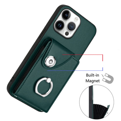 For iPhone 16 Pro Max Organ Card Bag Ring Holder Phone Case with Long Lanyard(Green) - iPhone 16 Pro Max Cases by buy2fix | Online Shopping UK | buy2fix