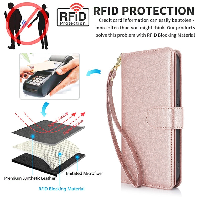 For Samsung Galaxy S24+ / S25+ 5G Multi-Card Wallet RFID Leather Phone Case(Rose Gold) - Galaxy S24+ 5G Cases by buy2fix | Online Shopping UK | buy2fix