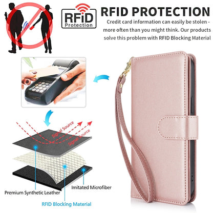 For Samsung Galaxy S24 / S25 5G Multi-Card Wallet RFID Leather Phone Case(Rose Gold) - Galaxy S24 5G Cases by buy2fix | Online Shopping UK | buy2fix