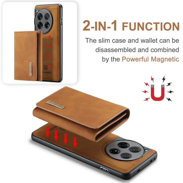 For OnePlus 12 DG.MING M1 Series 3-Fold Multi Card Wallet + Magnetic Phone Case(Brown) - OnePlus Cases by DG.MING | Online Shopping UK | buy2fix