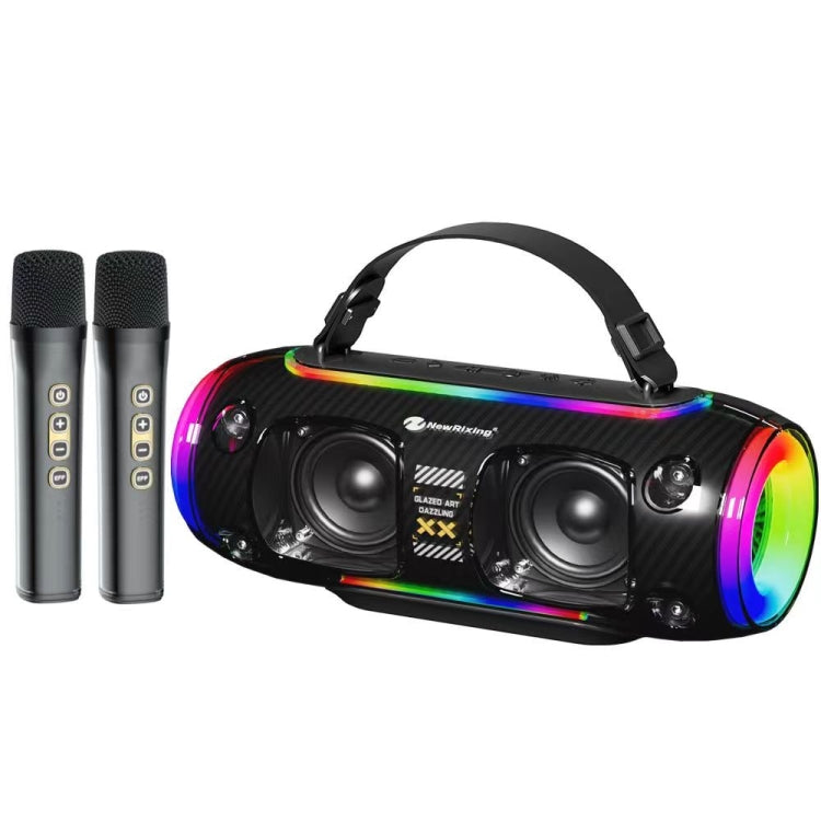 New Rixing NR8806 Portable Outdoor Wireless Bluetooth Speaker RGB Colorful Subwoofer, Style:Dual Mic(Black) - Desktop Speaker by NewRixing | Online Shopping UK | buy2fix