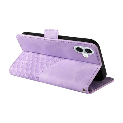 For iPhone 16 Plus Embossed Rhombus Starry Leather Phone Case(Purple) - More iPhone Cases by buy2fix | Online Shopping UK | buy2fix