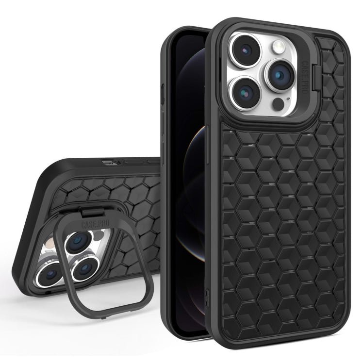 For iPhone 12 Pro Honeycomb Radiating Lens Holder Magsafe Phone Case(Black) - iPhone 12 / 12 Pro Cases by buy2fix | Online Shopping UK | buy2fix