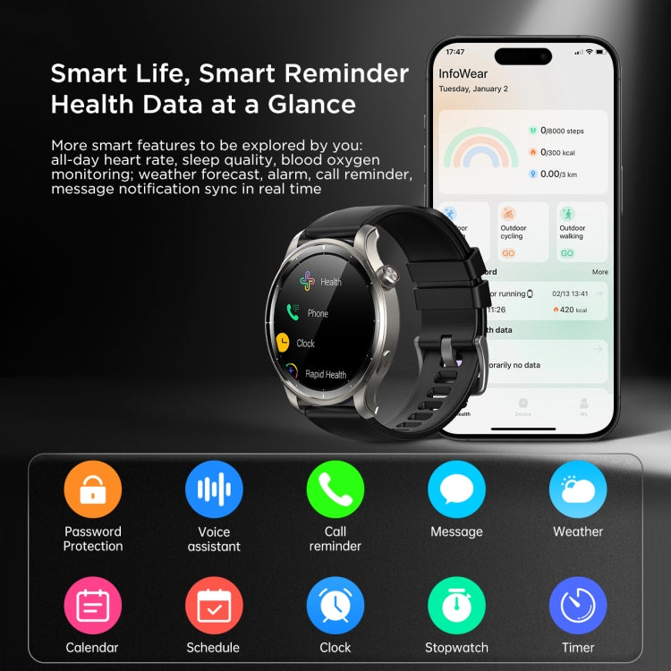 JOYROOM JR-FV1 Venture Series 1.43 inch Bluetooth Call Smart Watch Supports Sleep Monitoring/Blood Oxygen Detection(Dark Grey) - Smart Watches by JOYROOM | Online Shopping UK | buy2fix