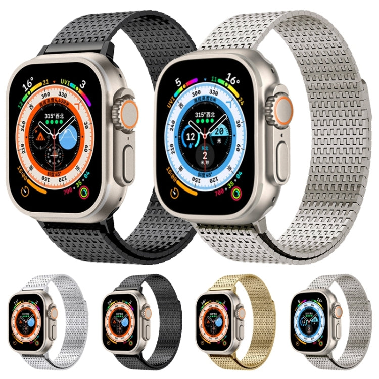 For Apple Watch Series 7 45mm Milanese Loop Magnetic Clasp Stainless Steel Watch Band(Gold) - Watch Bands by buy2fix | Online Shopping UK | buy2fix