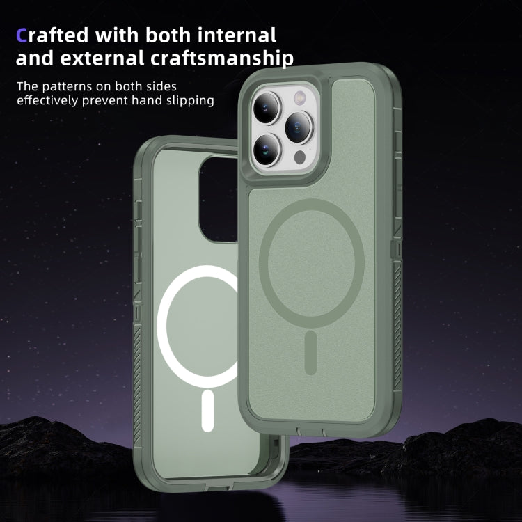 For iPhone 15 Pro Guard Magsafe Magnetic Ring Matte Phone Case(Green) - iPhone 15 Pro Cases by buy2fix | Online Shopping UK | buy2fix