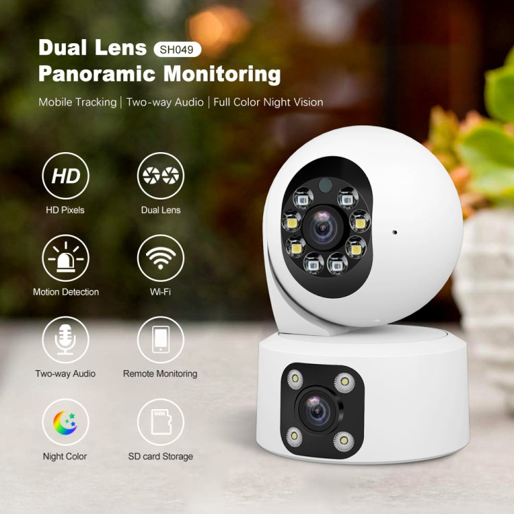 SriHome SH049 2MP + 2MP Humanoid Tracking Smart Night Vision Dual Lens HD IP Camera(EU Plug) - Wireless Camera by SriHome | Online Shopping UK | buy2fix