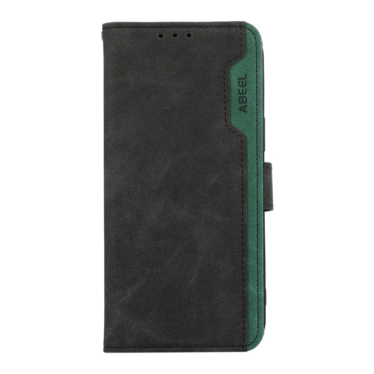 For Samsung Galaxy S22+ 5G ABEEL Color Block Magnetic RFID Leather Phone Case(Black-Green) - Galaxy S22+ 5G Cases by buy2fix | Online Shopping UK | buy2fix