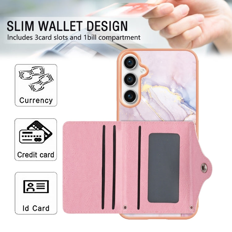 For Samsung Galaxy S23 FE 5G Marble Pattern IMD Card Slot Phone Case(Rose Gold) - Galaxy S23 FE 5G Cases by buy2fix | Online Shopping UK | buy2fix