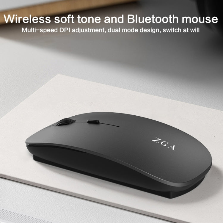 ZGA Chinchilla Dual Mode Wireless 2.4G + Bluetooth 5.0 Mouse(Black) - Wireless Mice by ZGA | Online Shopping UK | buy2fix