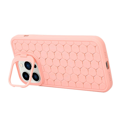 For iPhone 16 Pro Honeycomb Radiating Holder TPU Phone Case with Lanyard(Pink) - iPhone 16 Pro Cases by buy2fix | Online Shopping UK | buy2fix