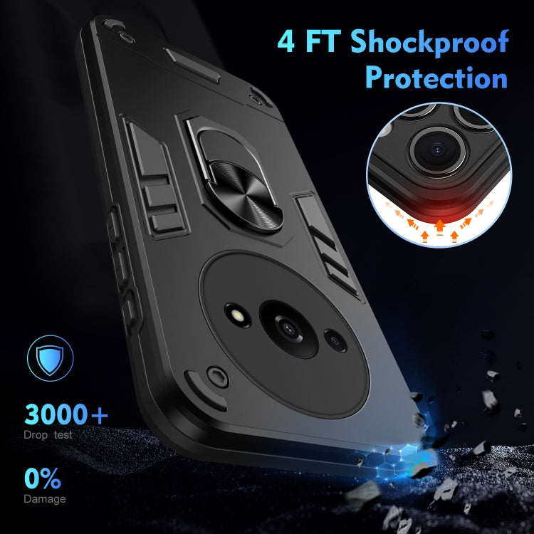 For Xiaomi Redmi A3 Shockproof Metal Ring Holder Phone Case(Black) - Xiaomi Cases by buy2fix | Online Shopping UK | buy2fix