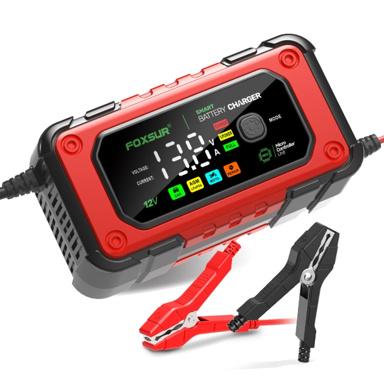 FOXSUR 7A 12V Car / Motorcycle Smart Battery Charger, Plug Type:US Plug(Red) - Battery Charger by FOXSUR | Online Shopping UK | buy2fix