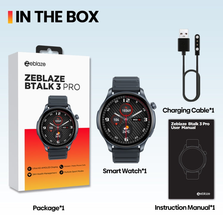 Zeblaze Btalk 3 Pro 1.43 inch BT5.2 Fitness Wellness Smart Watch, Support Bluetooth Call / Sleep / Blood Oxygen / Heart Rate / Blood Pressure Health Monitor(Black) - Smart Watches by Zeblaze | Online Shopping UK | buy2fix