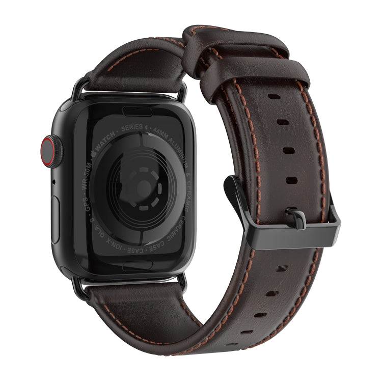 For Apple Watch Ultra 49mm DUX DUCIS Business Genuine Leather Watch Strap(Coffee) - Watch Bands by DUX DUCIS | Online Shopping UK | buy2fix