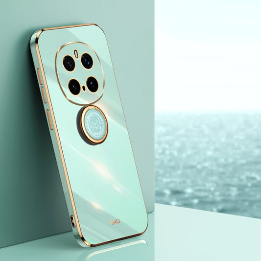 For Honor Magic7 Pro XINLI Straight 6D Plating Gold Edge TPU Shockproof Case with Ring Holder(Mint Green) - Honor Cases by XINLI | Online Shopping UK | buy2fix