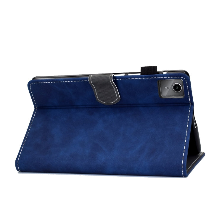 For Lenovo Tab M11 / Xiaoxin Pad 11 2024 Stitching Cowhide Texture Smart Leather Tablet Case(Blue) - Lenovo by buy2fix | Online Shopping UK | buy2fix