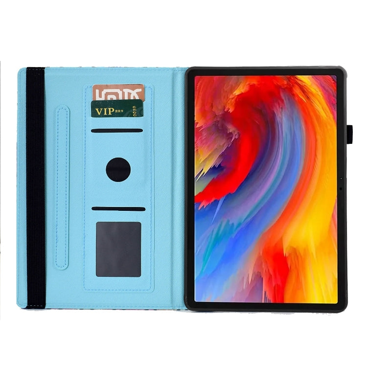 For Lenovo Tab M11 / Xiaoxin Pad 11 2024 Colored Drawing Stitching Elastic Band Leather Smart Tablet Case(Wavy Pattern) - Lenovo by buy2fix | Online Shopping UK | buy2fix