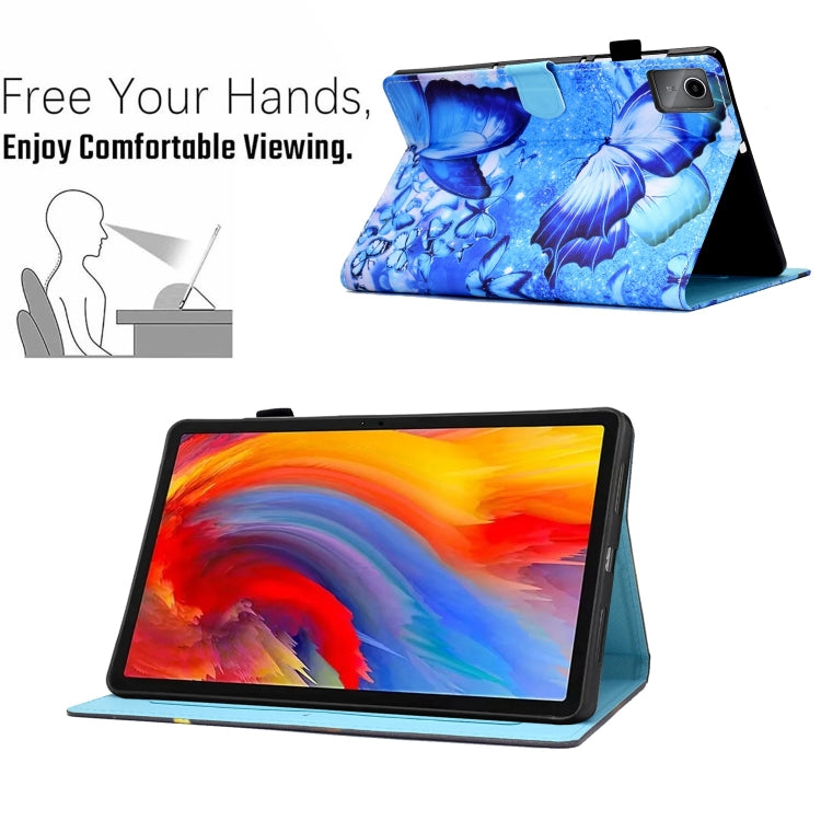 For Lenovo Tab M11 / Xiaoxin Pad 11 2024 Colored Drawing Sewing Pen Slot Leather Tablet Case(Butterflies) - Lenovo by buy2fix | Online Shopping UK | buy2fix