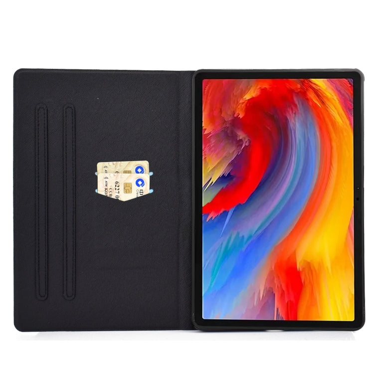 For Lenovo Tab M11 / Xiaoxin Pad 11 2024 Electric Pressed Colored Drawing Smart Leather Tablet Case(Glasses Cat) - Lenovo by buy2fix | Online Shopping UK | buy2fix