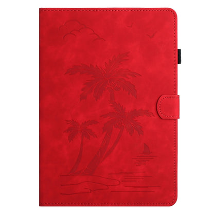 For Samsung Galaxy Tab S9 FE X510/X516B Coconut Tree Embossed Smart Leather Tablet Case(Red) - Galaxy Tab S9 FE by buy2fix | Online Shopping UK | buy2fix