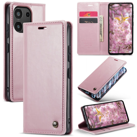 For Xiaomi Redmi Note 13 4G CaseMe 003 Crazy Horse Texture Flip Leather Phone Case(Pink) - Xiaomi Cases by CaseMe | Online Shopping UK | buy2fix