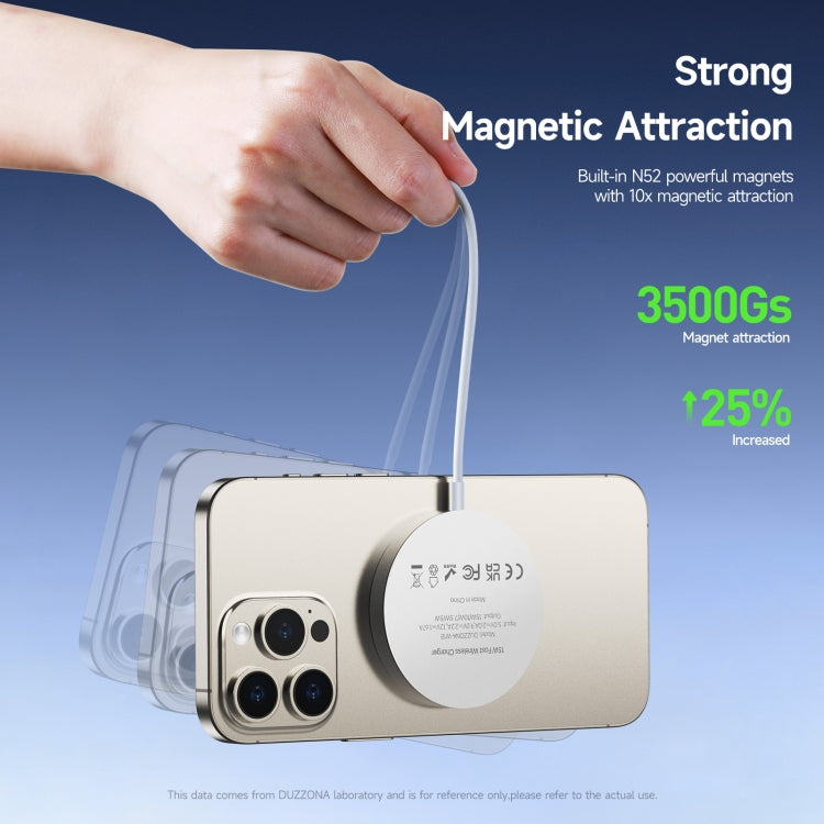 DUZZONA W18 15W Qi2 MagSafe Magnetic Suction Wireless Charger(White) - Wireless Charger by DUZZONA | Online Shopping UK | buy2fix