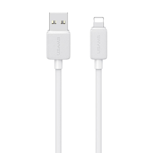 USAMS US-SJ689 USB to 8 Pin 2.4A Striped Fast Charge Data Cable, Length:1m(White) - Normal Style Cable by USAMS | Online Shopping UK | buy2fix