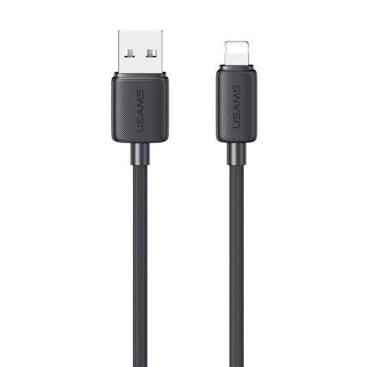 USAMS US-SJ689 USB to 8 Pin 2.4A Striped Fast Charge Data Cable, Length:1m(Black) - Normal Style Cable by USAMS | Online Shopping UK | buy2fix