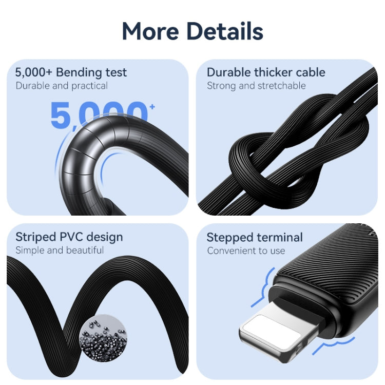 USAMS US-SJ702 USB-C / Type-C to 8 Pin 30W Striped Fast Charge Data Cable, Length:3m(Pink) - 2 in 1 Cable by USAMS | Online Shopping UK | buy2fix