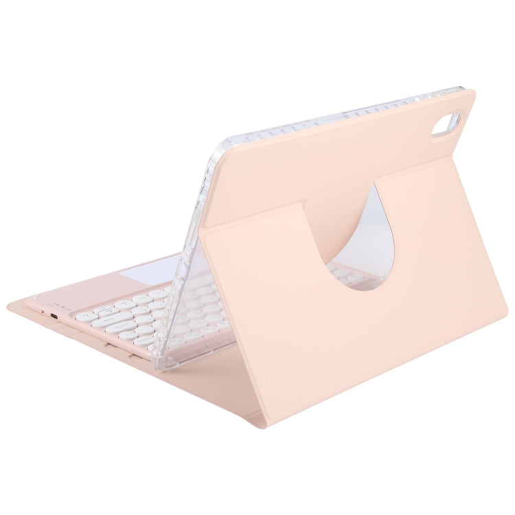 For Xiaomi Pad 6 Round Button Bluetooth Keyboard Rotatable Holder Leather Case with Touchpad(Rose Gold) - Others Keyboard by buy2fix | Online Shopping UK | buy2fix