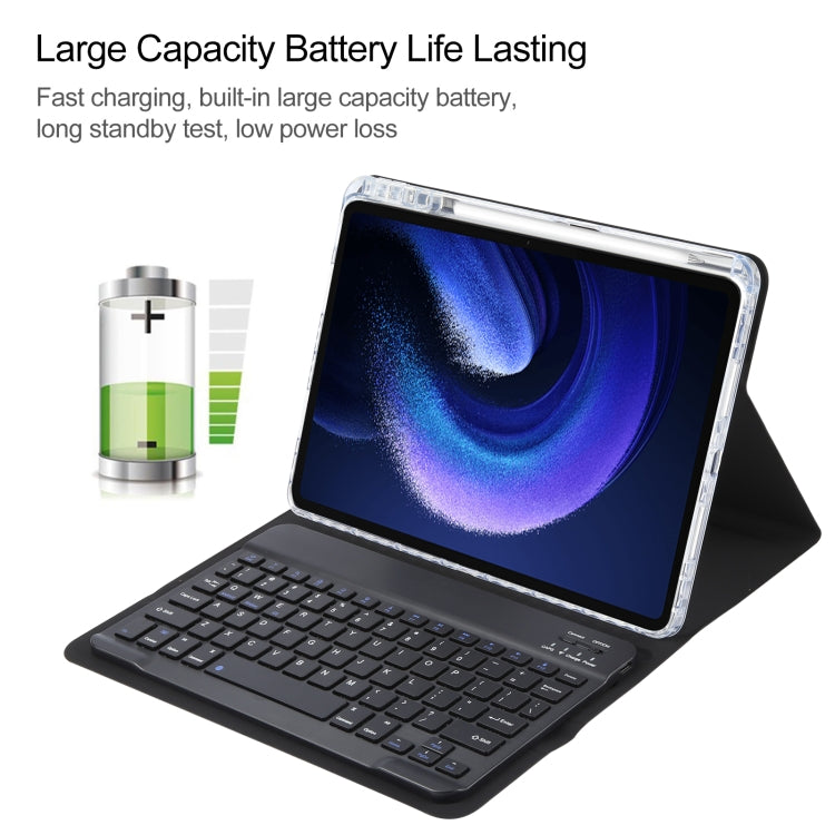 For Xiaomi Pad 6 Square Button Bluetooth Keyboard Rotatable Holder Leather Case(Black) - Others Keyboard by buy2fix | Online Shopping UK | buy2fix