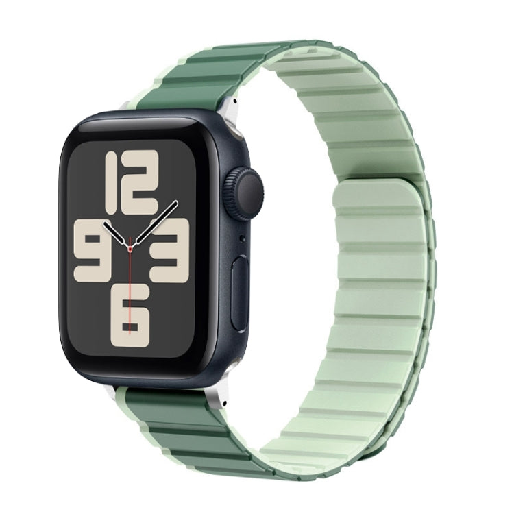 For Apple Watch SE 2023 44mm ZGA Two Color Magnetic Silicone Watch Band(Dark Green+Light Green) - Watch Bands by ZGA | Online Shopping UK | buy2fix