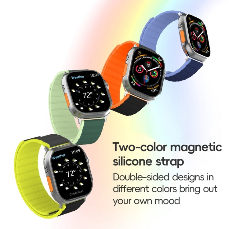 For Apple Watch Ultra 49mm ZGA Two Color Magnetic Silicone Watch Band(Dark Blue+Light Blue) - Watch Bands by ZGA | Online Shopping UK | buy2fix