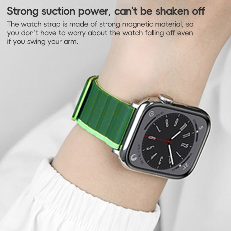 For Apple Watch Series 3 42mm ZGA Two Color Magnetic Silicone Watch Band(Dark Green+Light Green) - Watch Bands by ZGA | Online Shopping UK | buy2fix