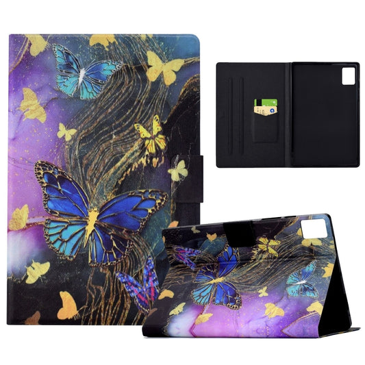 For Lenovo Tab M11/ Xiaoxin Pad 11 2024 Voltage Painted Smart Leather Tablet Case(Gold Butterflies) - Lenovo by buy2fix | Online Shopping UK | buy2fix