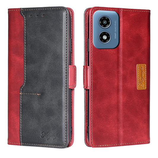 For Motorola Moto G Play 4G 2024 Contrast Color Side Buckle Leather Phone Case(Red + Black) - Motorola Cases by buy2fix | Online Shopping UK | buy2fix