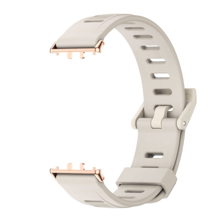 For Samsung Galaxy Fit 3 Mijobs Flat Hole Silicone Watch Band(Grey+Rose Gold) - Watch Bands by MIJOBS | Online Shopping UK | buy2fix