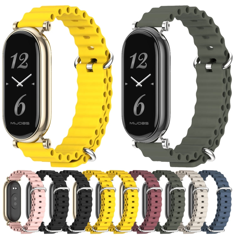 For Xiaomi Mi Band 8 / 9 / 9 NFC Mijobs GT4 Marine Silicone Breathable Watch Band(Khaki Green Silver) - Watch Bands by MIJOBS | Online Shopping UK | buy2fix