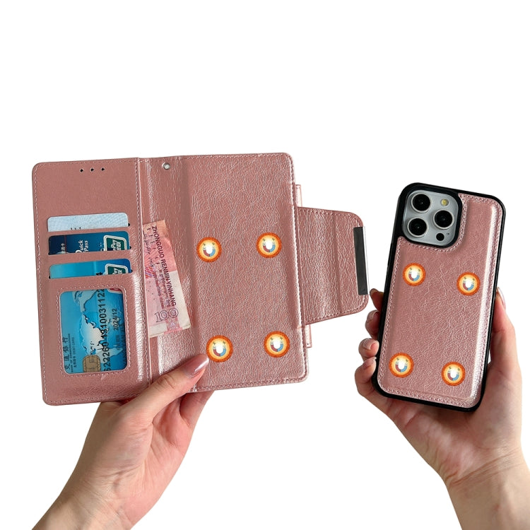 For iPhone 16 Pro Multifunctional Seven Cards Wallet Leather Phone Case(Rose Gold) - iPhone 16 Pro Cases by buy2fix | Online Shopping UK | buy2fix