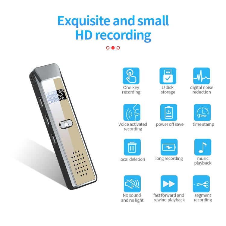 JNN Q7 Mini Portable Voice Recorder with OLED Screen, Memory:32GB(Grey+Gold) - Recording Pen by JNN | Online Shopping UK | buy2fix