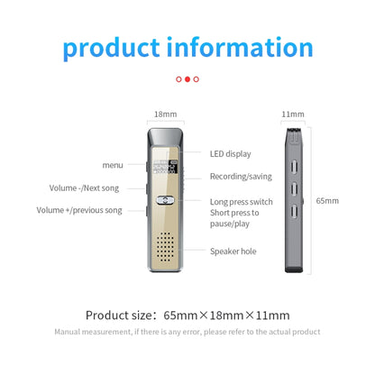 JNN Q7 Mini Portable Voice Recorder with OLED Screen, Memory:32GB(Grey+Gold) - Recording Pen by JNN | Online Shopping UK | buy2fix