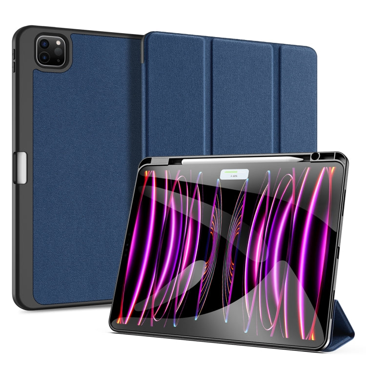 For iPad Pro 13 2024 DUX DUCIS Domo Series Cloth Texture Magnetic Leather Tablet Case(Blue) - iPad Pro 13 2024 Cases by DUX DUCIS | Online Shopping UK | buy2fix