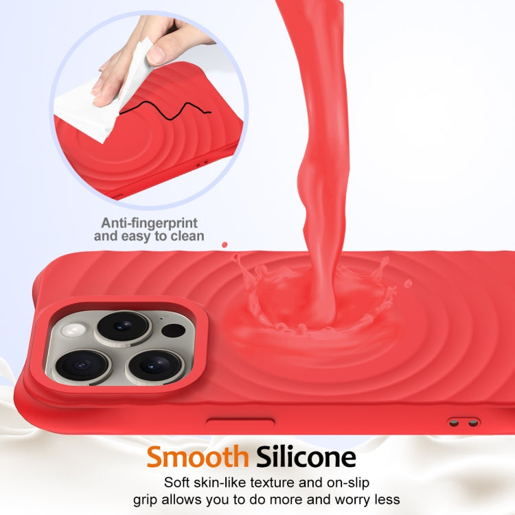 For iPhone 16 Pro Wave Texture MagSafe Magnetic Liquid Silicone Phone Case(Red) - iPhone 16 Pro Cases by buy2fix | Online Shopping UK | buy2fix