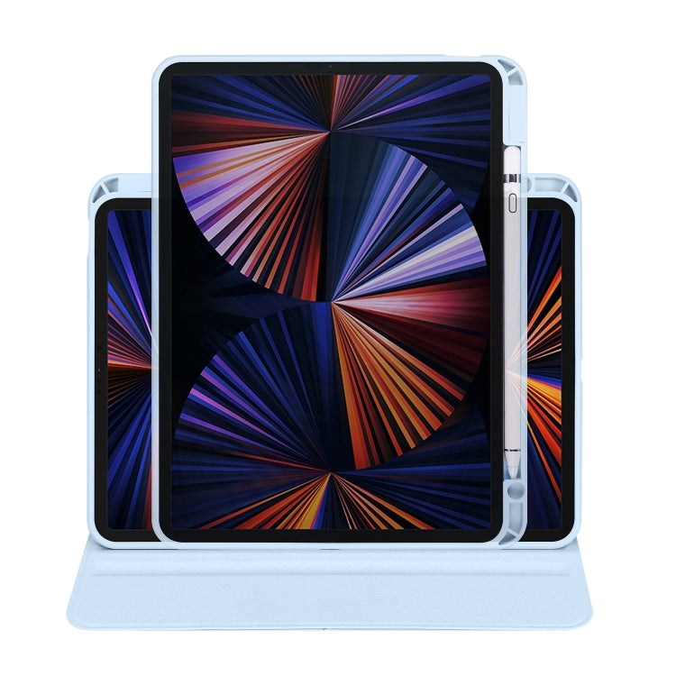 For iPad Pro 11 2024 Acrylic 360 Degree Rotation Holder Leather Tablet Case(Ice Blue) - iPad Pro 11 2024 Cases by buy2fix | Online Shopping UK | buy2fix