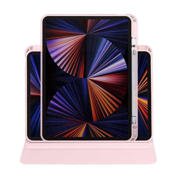 For iPad Pro 11 2024 Acrylic 360 Degree Rotation Holder Leather Tablet Case(Sand Pink) - iPad Pro 11 2024 Cases by buy2fix | Online Shopping UK | buy2fix