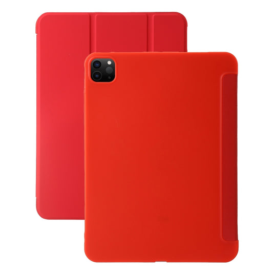 For iPad Pro 11 2024 Three-fold Holder Flip Tablet Leather Case(Red) - iPad Pro 11 2024 Cases by buy2fix | Online Shopping UK | buy2fix